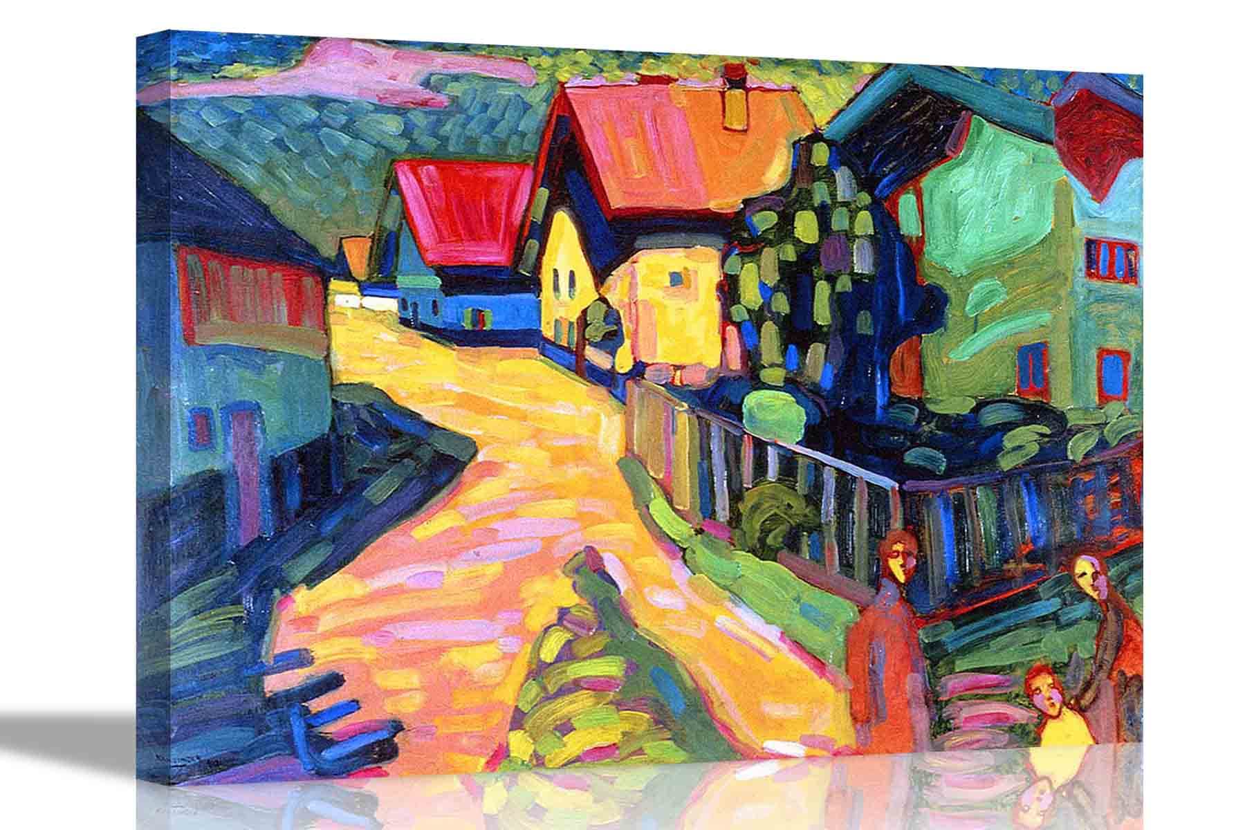 Artley Prints Multicoloured The Road To Murnau By Wassily Kandinsky Framed Canvas Wall Art Prints Home Office Hanging Pictures 30 X 20Cm (12 X 8 Inches) A4