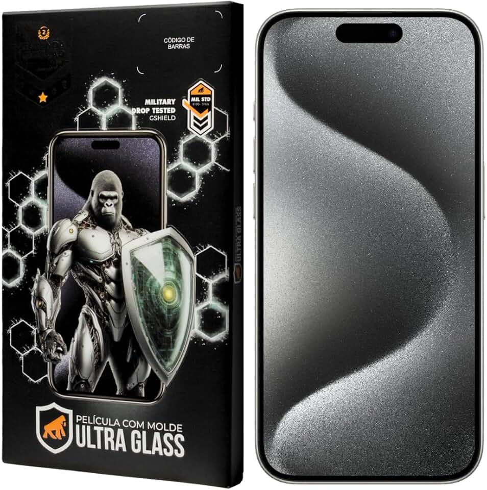 Gshield Película de Vidro Temperado Ionizado Anti-Reflexo Anti Impacto 100% de sensibilidade Tela Toda, Ultra Glass para (iPhone 15 Pro Max)