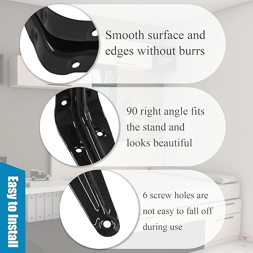 Miniatura 2 de 12 soportes de estante negros de 6 x 5 pulgadas, soporte de estante flotante, soportes en L resistentes, soporte de soporte de metal de hierro con