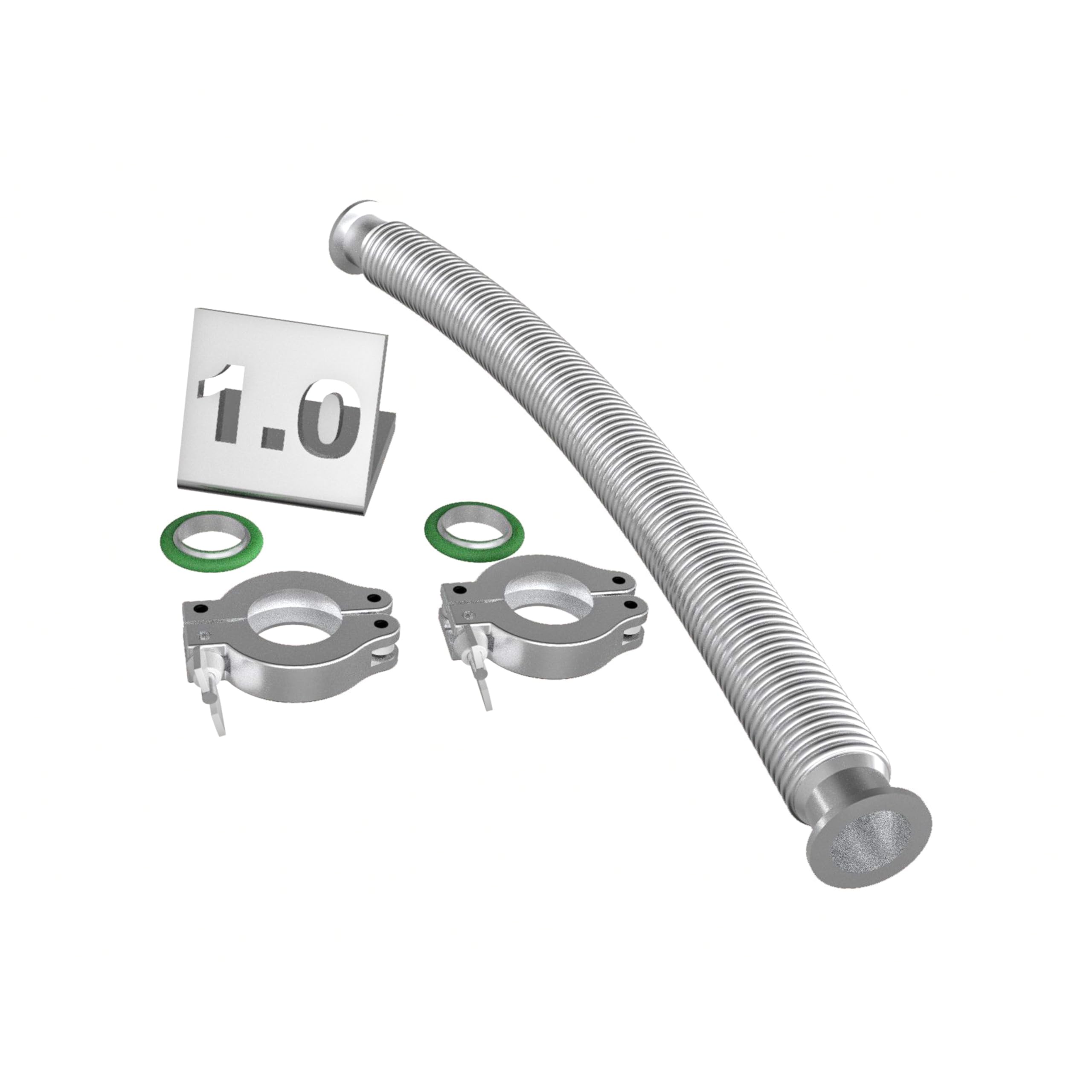 ISO-KF KF25 - Juego de manguera de fuelle corrugado con 2 abrazaderas de aluminio, 2 anillos de centrado SS, 2 juntas tóricas FKM (39,8 pulgadas 1000 mm KF25)