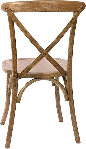 Miniatura 5 de Flash Furniture Paquete de 2 sillas Advantage raspadas a mano con respaldo en X natural oscuro