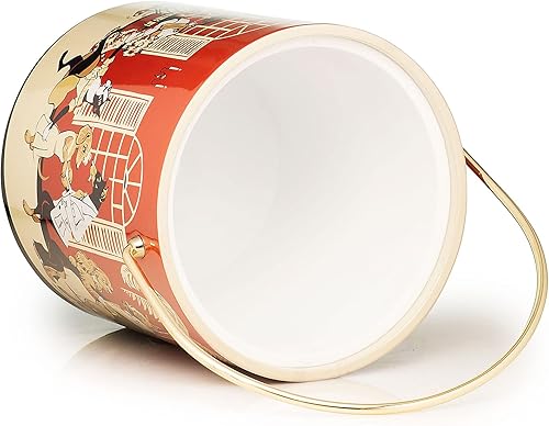 Miniatura 5 de Cubo de hielo aislado de 3 cuartos de galón hecho a mano en Estados Unidos de doble pared "Hep Hounds Red" con pinzas para hielo y tapa transparente