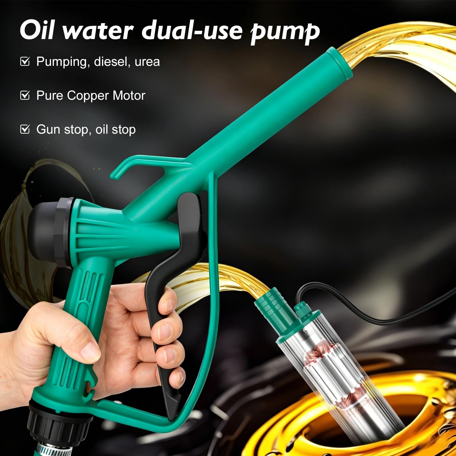 Pompa A Gasoil, 30l/min Pompa Trasferimento Diesel, 12v 100w Pompa Di Trasferimento Diesel Con Tubo Di 5m E Filtro, Silenziatore E Potente Pompa Di Aspirazione Carburante Per Acqua, Cherosene, Diesel