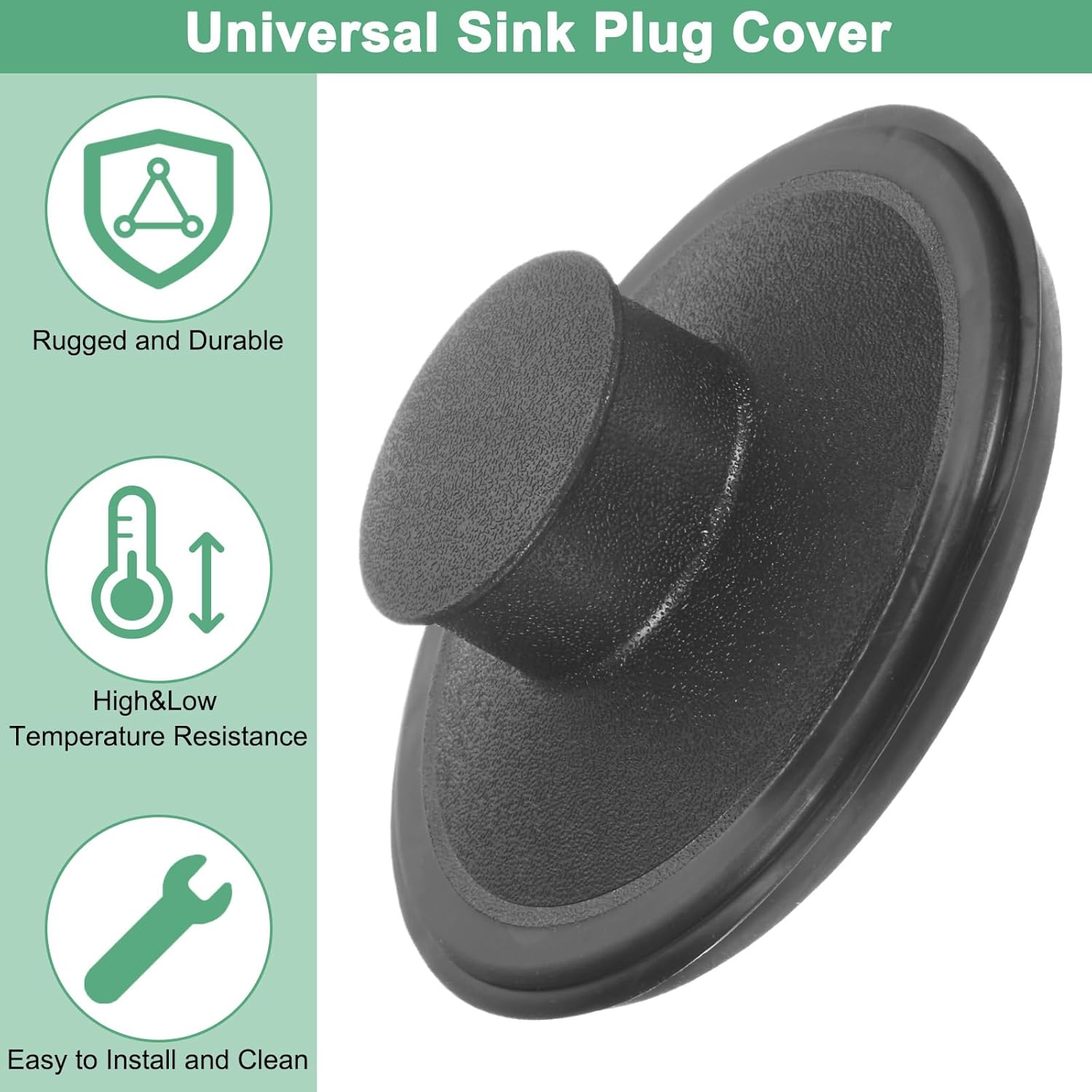 M METERXITY 2-Pack Kitchen Sink Stopper, 3-3/8 Inch Plastic Garbage Disposal Stopper, Universal Sink Plug Cover Fits Standard Kitchen Drain Size of 3-1/2 Inch Diameter [Black]