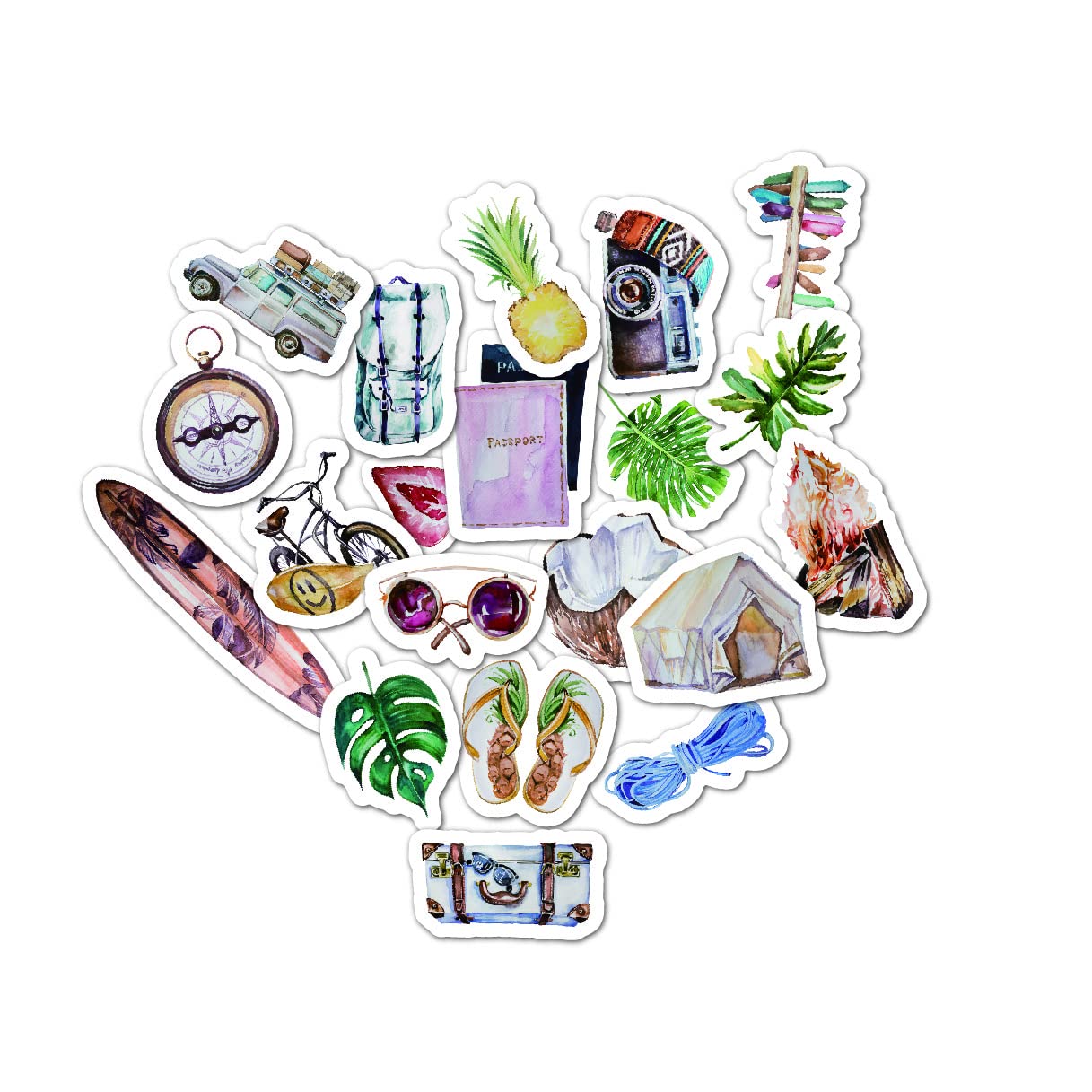 50 Stück Aquarell-Aufkleber Strand & Meer – Wasserdichte Vinyl-Sticker Für Laptop, Flasche & DIY