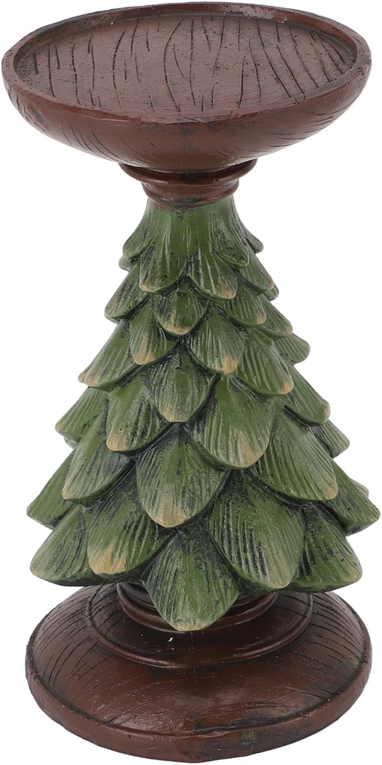 Fafeicy Xmas Tree Candle Holder, Decorative Candle Stand for Pillar Candles with Vintage Design, for Home Decor Wedding Christmas Mantel Fireplace Table Centerpiece (M)