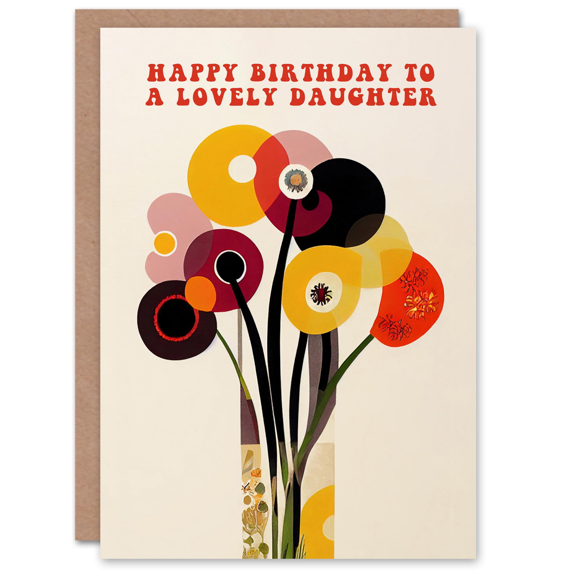 Artery8 Daughter Happy Birthday Card Cheerful Spring Flower Blooms Flowers Bright Fun Abstract For Her Greeting Card