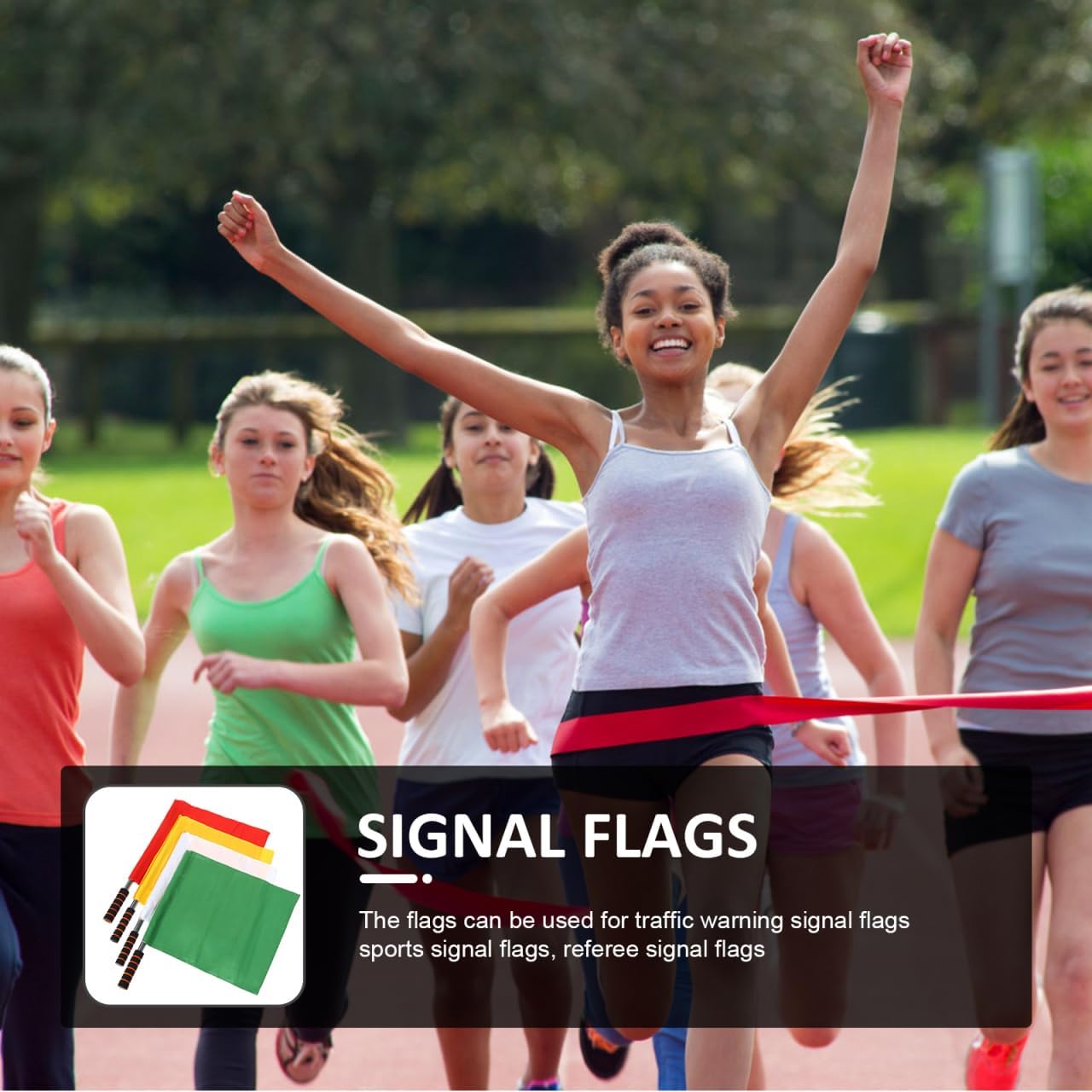 Soccer Referee Flags Football Track and Field Officials Signal Hand Flags 4 Color Set with Sponge Grip Stainless Steel Pole for Sports Match (Red, Green, Yellow, White)