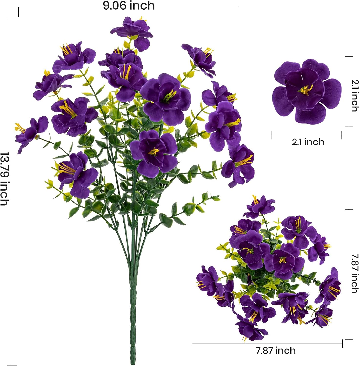 Lnoicy 16 Bundles Realistic Artificial Camellia Flowers for Outdoor, UV Resistant Faux Lifelike Fake Flowers for Home Decor, Wedding, Centerpiece（Purple）
