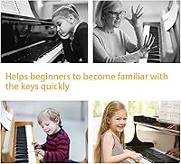 Vista 5 de Etiquetas de notas de teclado de piano extraíbles, calcomanías de teclado de piano, 88 teclas de tamaño completo de 61 teclas, hechas de silicona