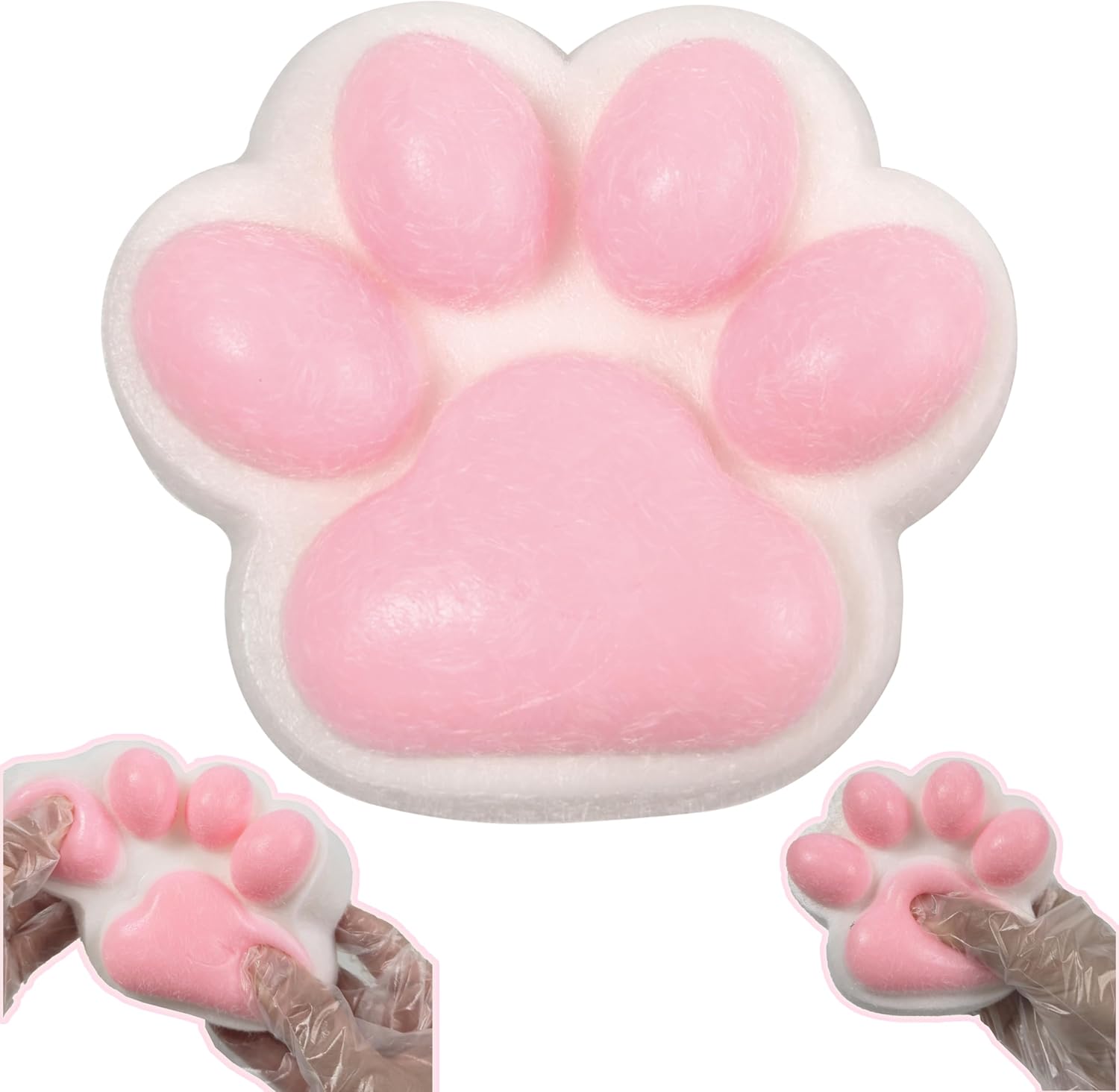Large Cat Paw Taba Squishy Squeeze Toys 5-inch Pink Cute Fufu Squishy Sensory Stress Relief Fidget Toys for Party Favors Sensory Anxiety Toys for Adults (4-Color Rainbow)