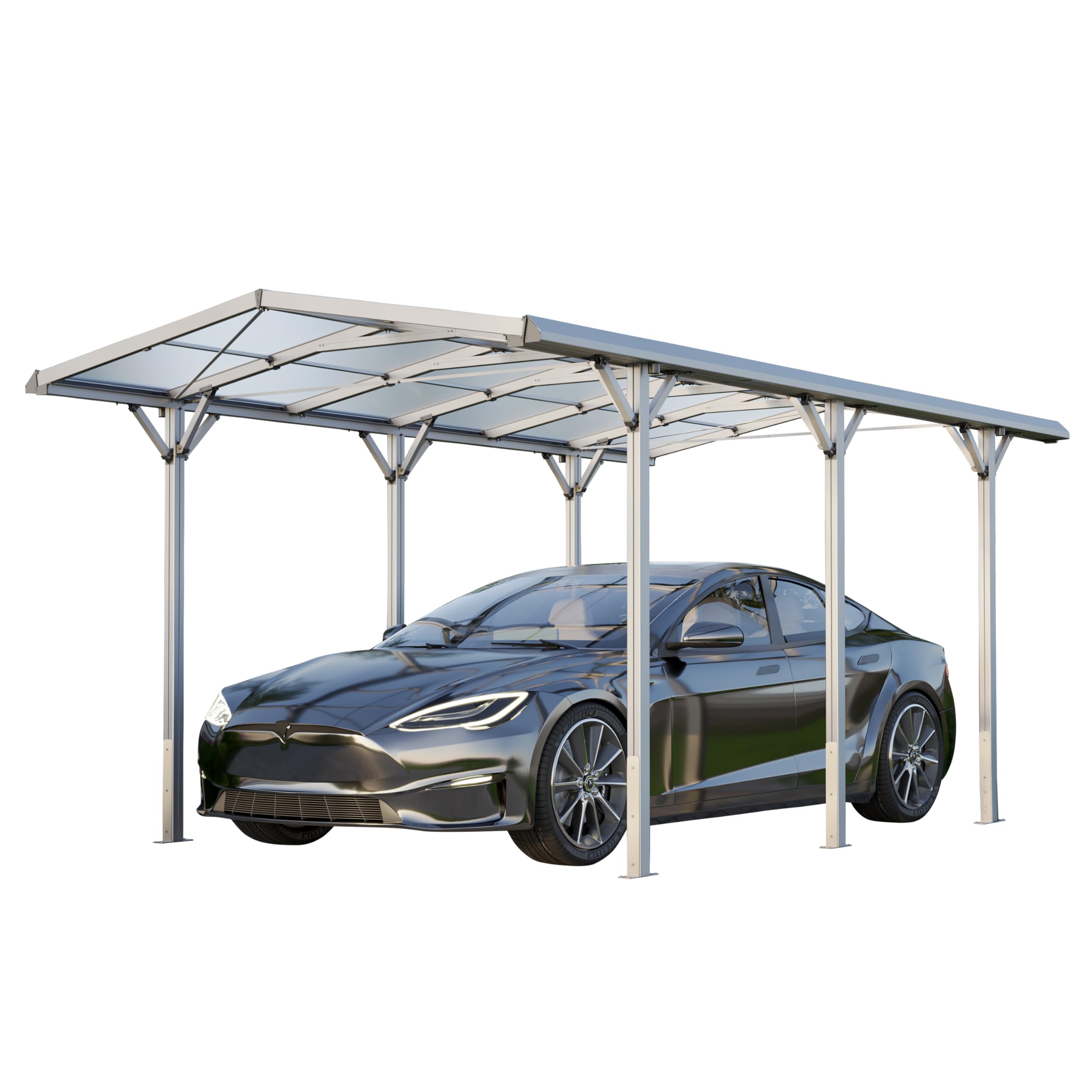 GFP Carport 2,85x5,05m Auto Unterstand Aluminium Einzelcarport Schutzdach PKW inkl. Regenrinne