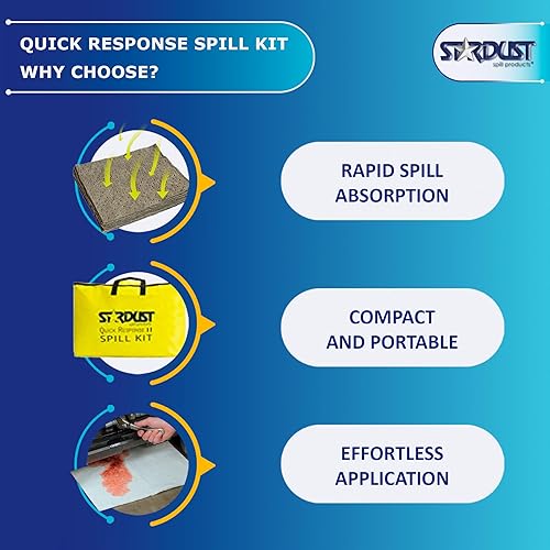 Miniatura 4 de Stardust Quick Response Kit universal para derrames paquete de 6 unidades. Cada paquete incluye bolsa de lona amarilla, 15 almohadillas absorbentes