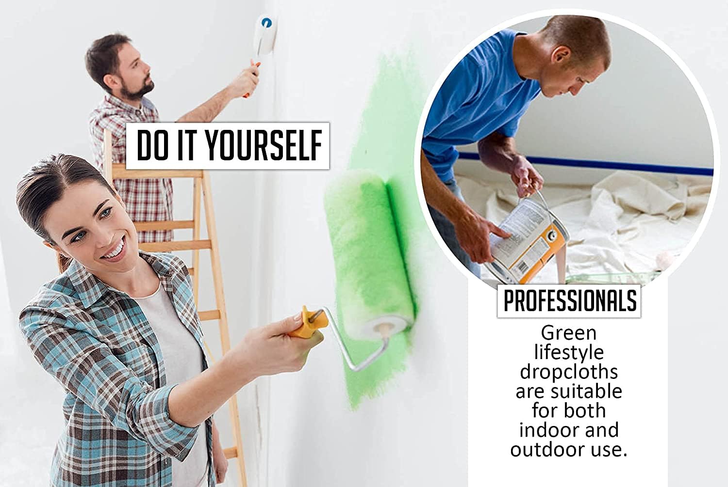 Canvas Drop Cloth for Painting (Size 4 x 12 Feet - Pack of 4) - Pure Cotton Painters Drop Cloth for Painting, Furniture & Floor Protection - All Purpose Thick Canvas tarp with Double Stitched Edges - - 