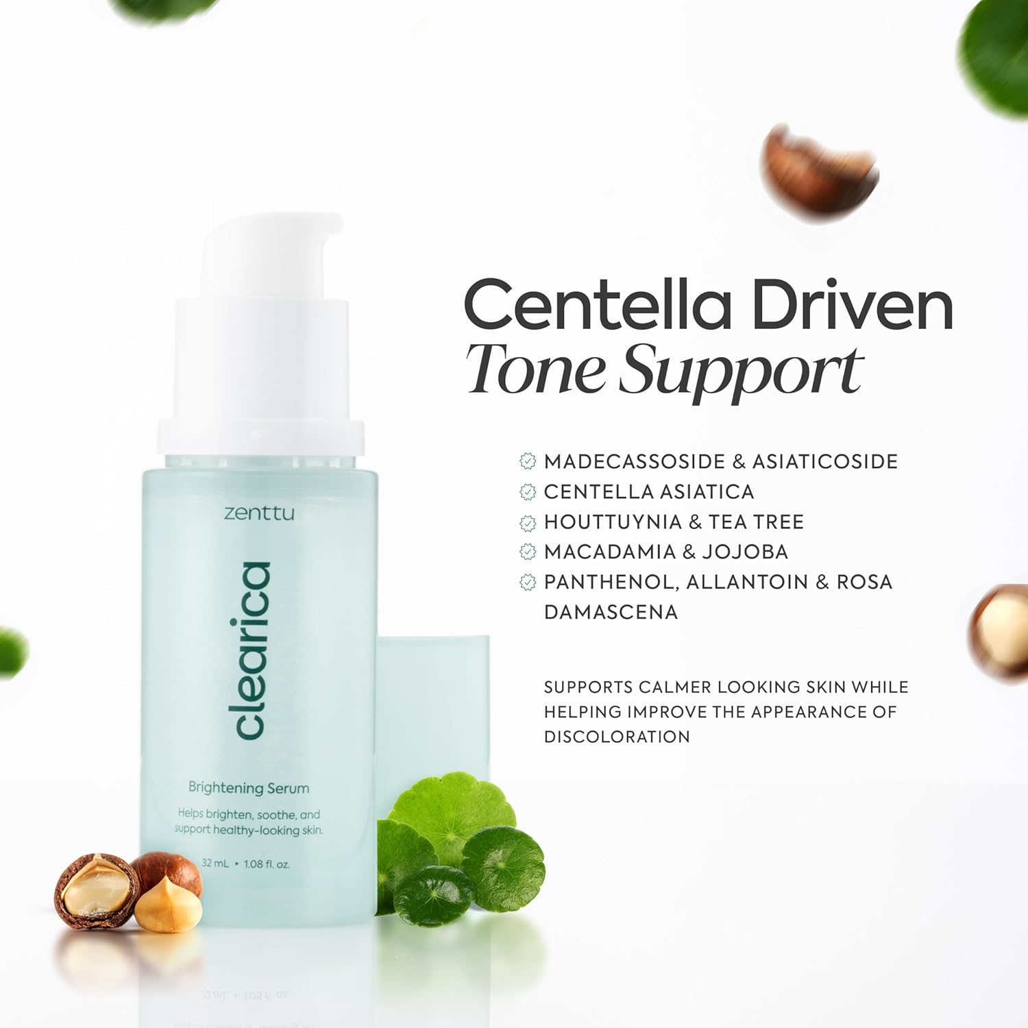 Korean Brightening Serum with Centella Asiatica, Madecassoside and Asiaticoside for Uneven Tone and Dark Spots, Clearica Lightweight Glow Serum Korean | 1.08 fl oz