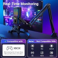 Microfon condensator RGB TONOR TCX3+ pentru Xbox și placă de captură, control silențios al amplificării, mutare printr-o singură atingere, cablu de 200 cm, braț articulat, negru 2