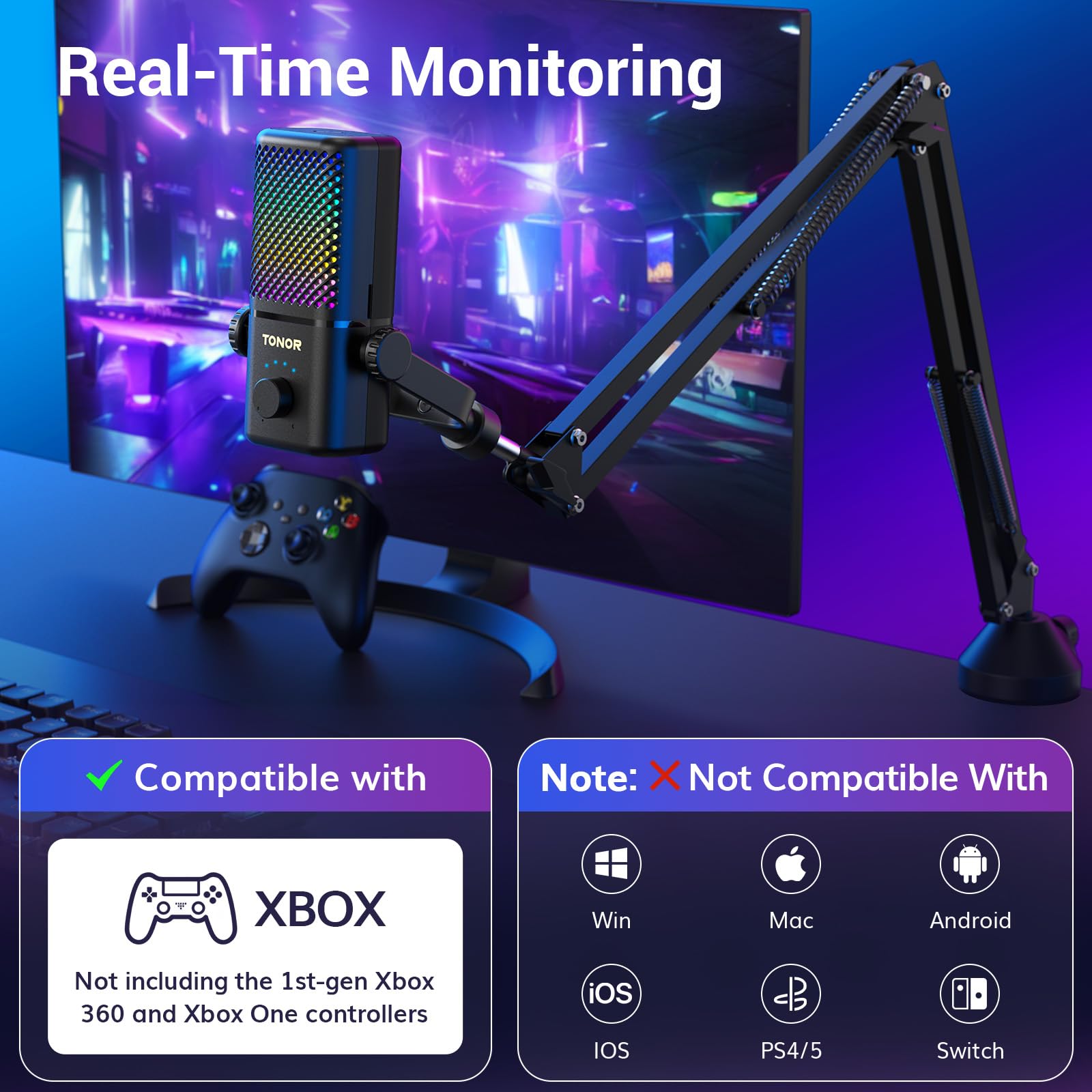 Gaming Mic TCX3+ Black 30H Battery RGB Boom - Dettaglio