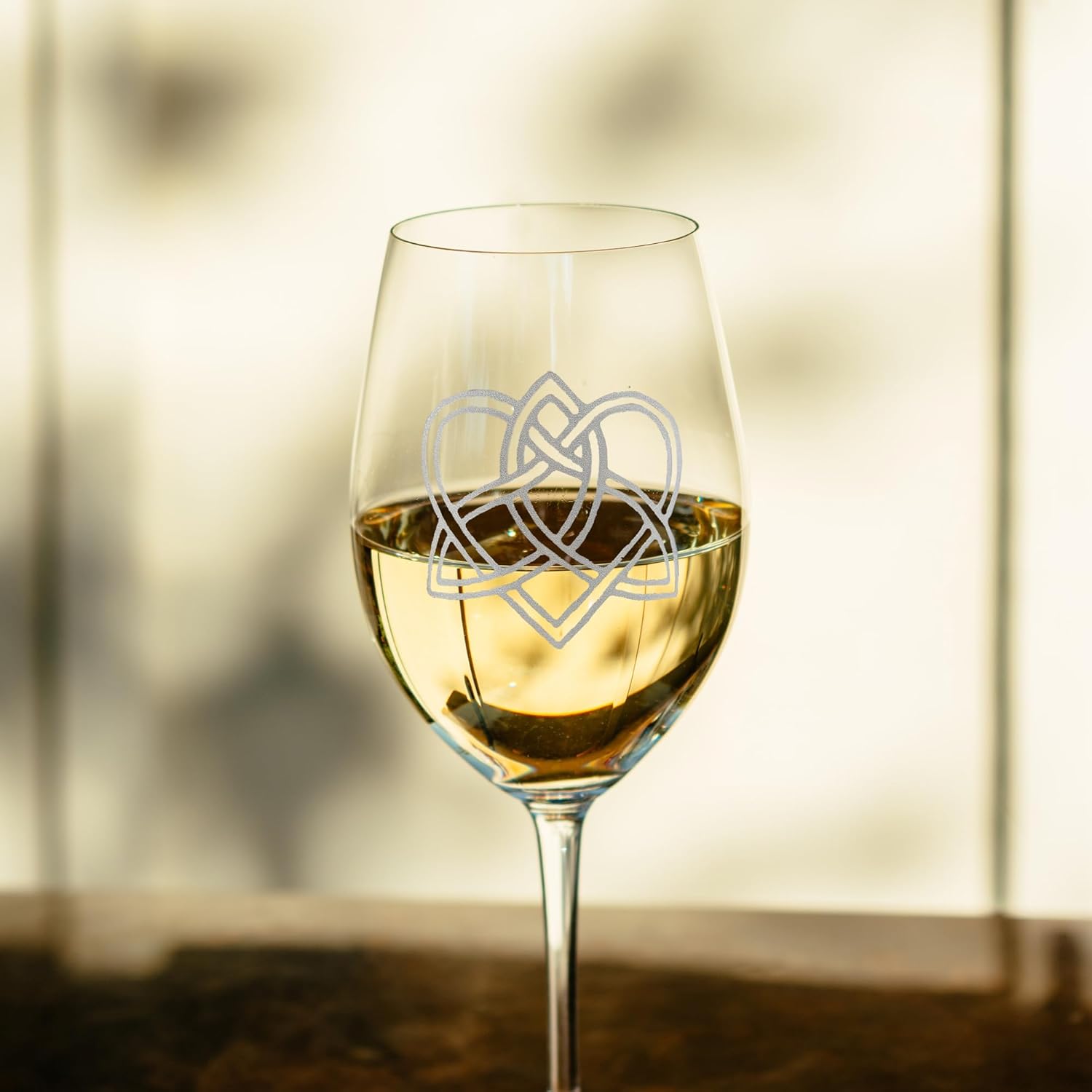 Celtic Love Knot Clear Wine Glass - Engraved Personalization Included, Symbol of Eternal Love and Unity