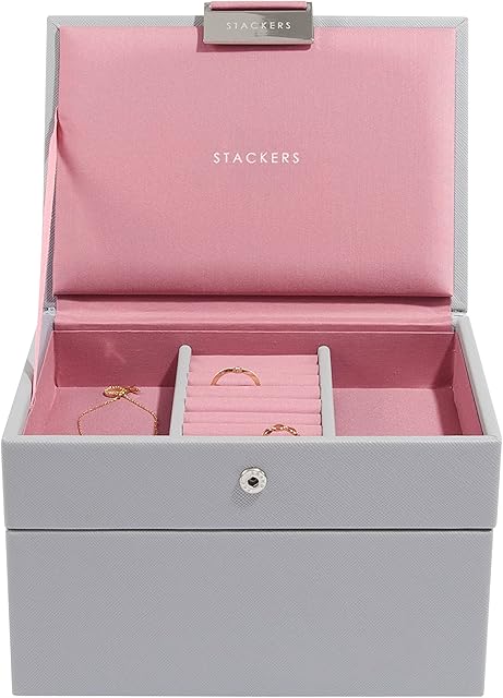 Stackers Dove Grey & Antique Rose Mini Jewellery Box - Set of 2