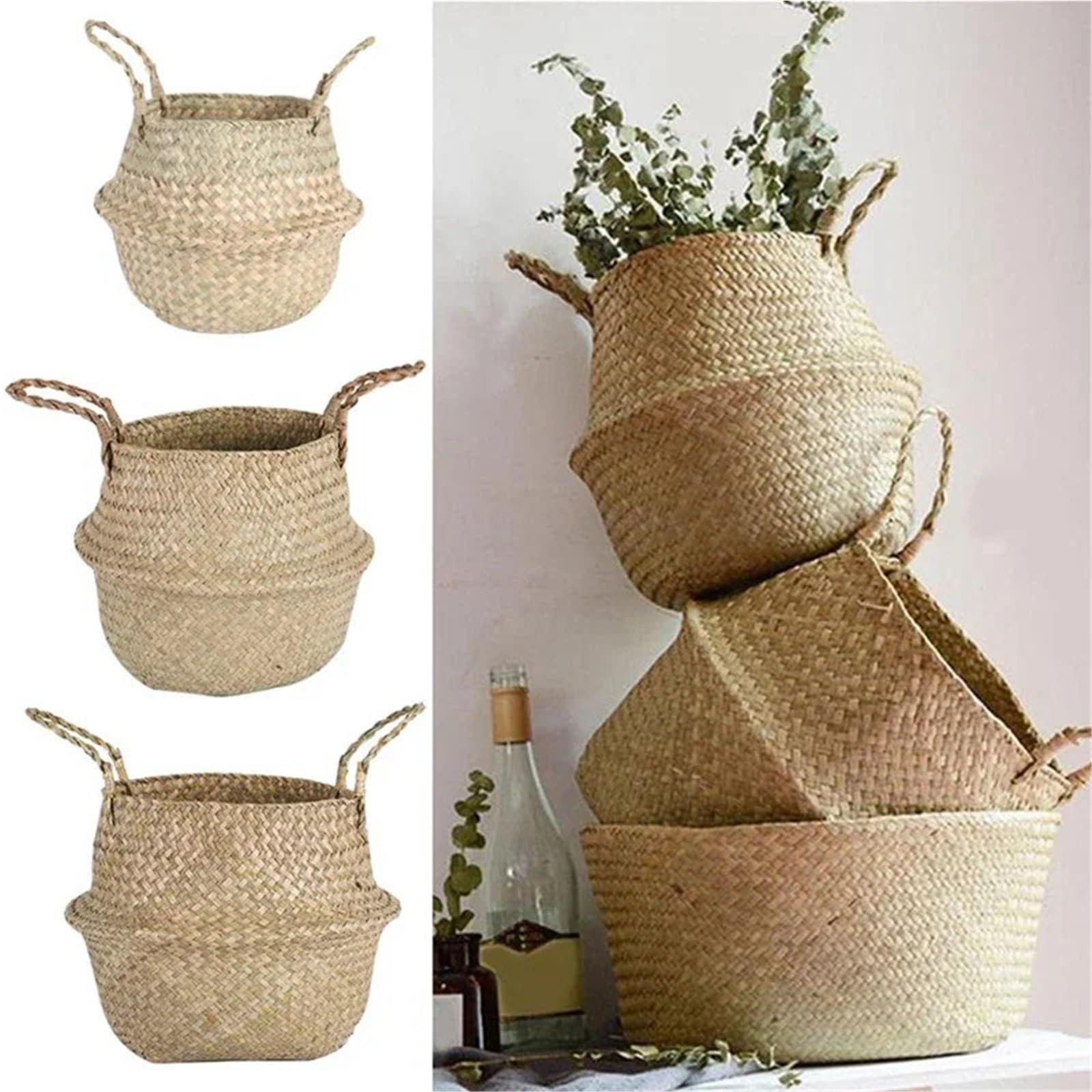 Kosz do przechowywania wierzby, doniczka na rośliny, składany kosz na pranie, dekoracyjny pojemnik do domu, sypialni, łazienki (45 cm XXL)