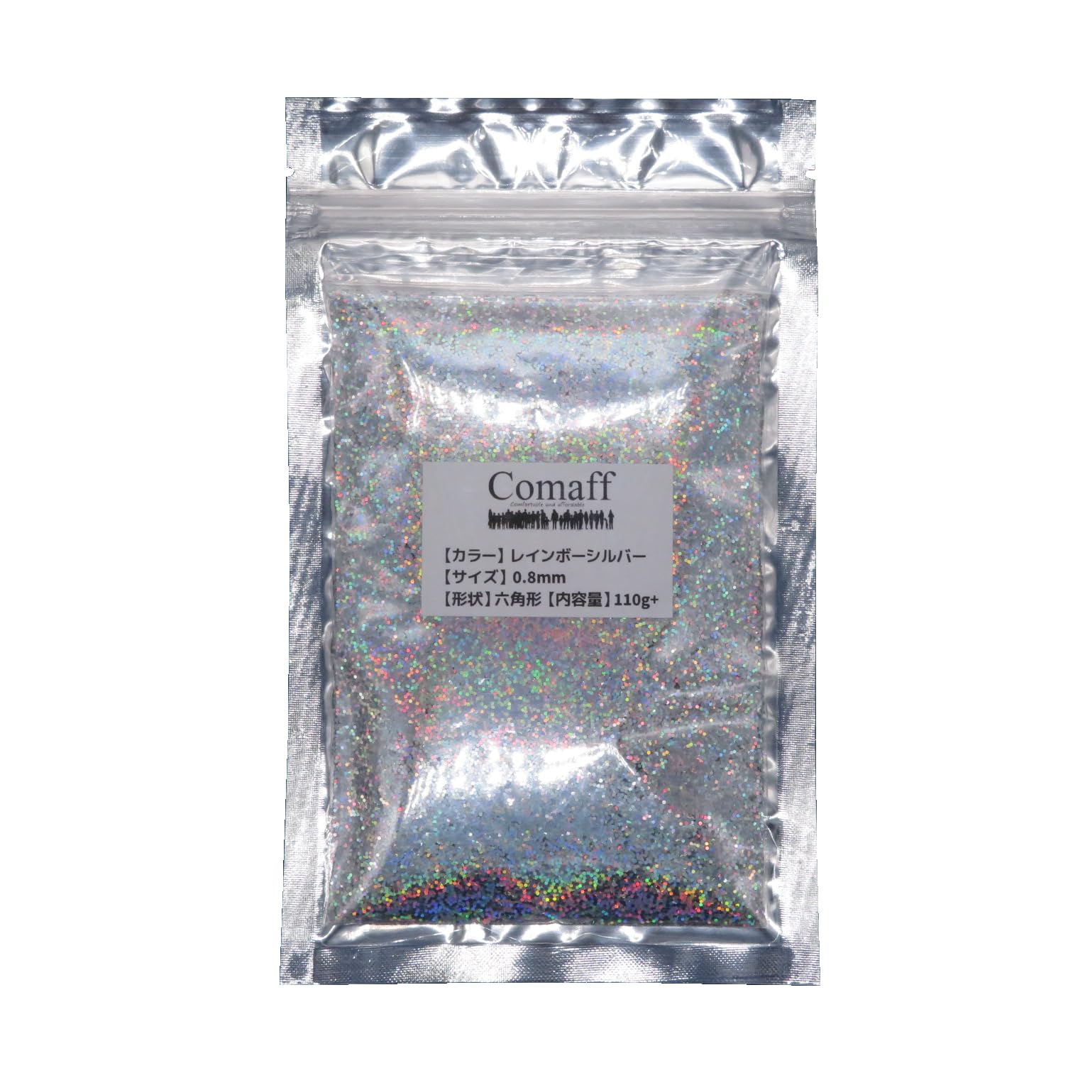Rainbow Glitter Flake Powder 110g (0.8mm, Rainbow Silver)