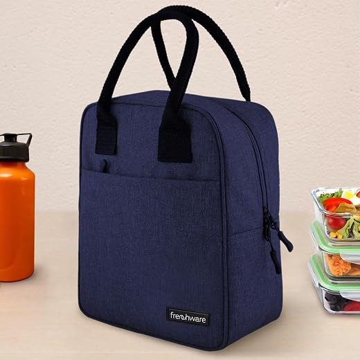 Frenchware Insulated Lunch Bag (9 Litre, 15 kg, Navy Blue), Office Tiffin Bags for Men and Women, Hot &amp; Cold Travel Lunch ...