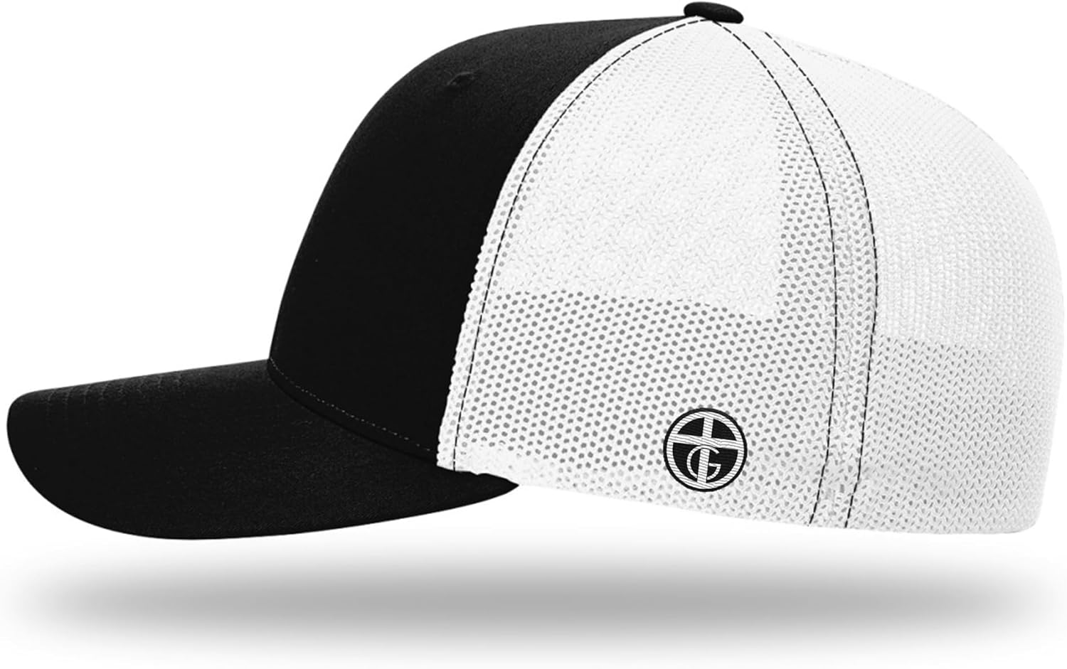 Our True God Christian Hat 3 Nail Cross Leather Patch R Flex Trucker - Fitted Cotton Baseball Cap - Breathable Mesh Hats