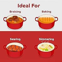 Vista 83 de Segretto Cookware Enameled Dutch Oven Pot with Lid Rosso (Gradient Red) 1.7 Quarts Cast Iron Dutch Oven with Handle 1.7 qt Enamel Small Cast Iron