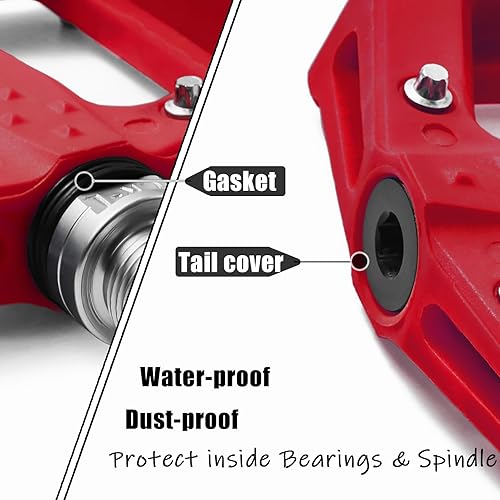 Miniatura 4 de BOWOD Flat MTB Bicycle Pedals Mountain Bike Colored Pedals, Glass-Fiber Nylon Composite Platform Pedal w 916" Sealed Cr-Mo Spindle, BMX Gravel Road