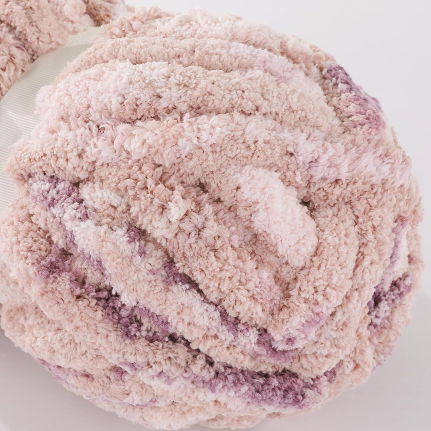 HOMBYS Chunky Chenille Yarn for Hand Knitting - Super Bulky Giant Thick for Crocheting, Big Soft Plush for Chunky Blanket, Tie-Dye Multicolor Fluffy Jumbo, Blue(Pink Multi, 8 Pack)