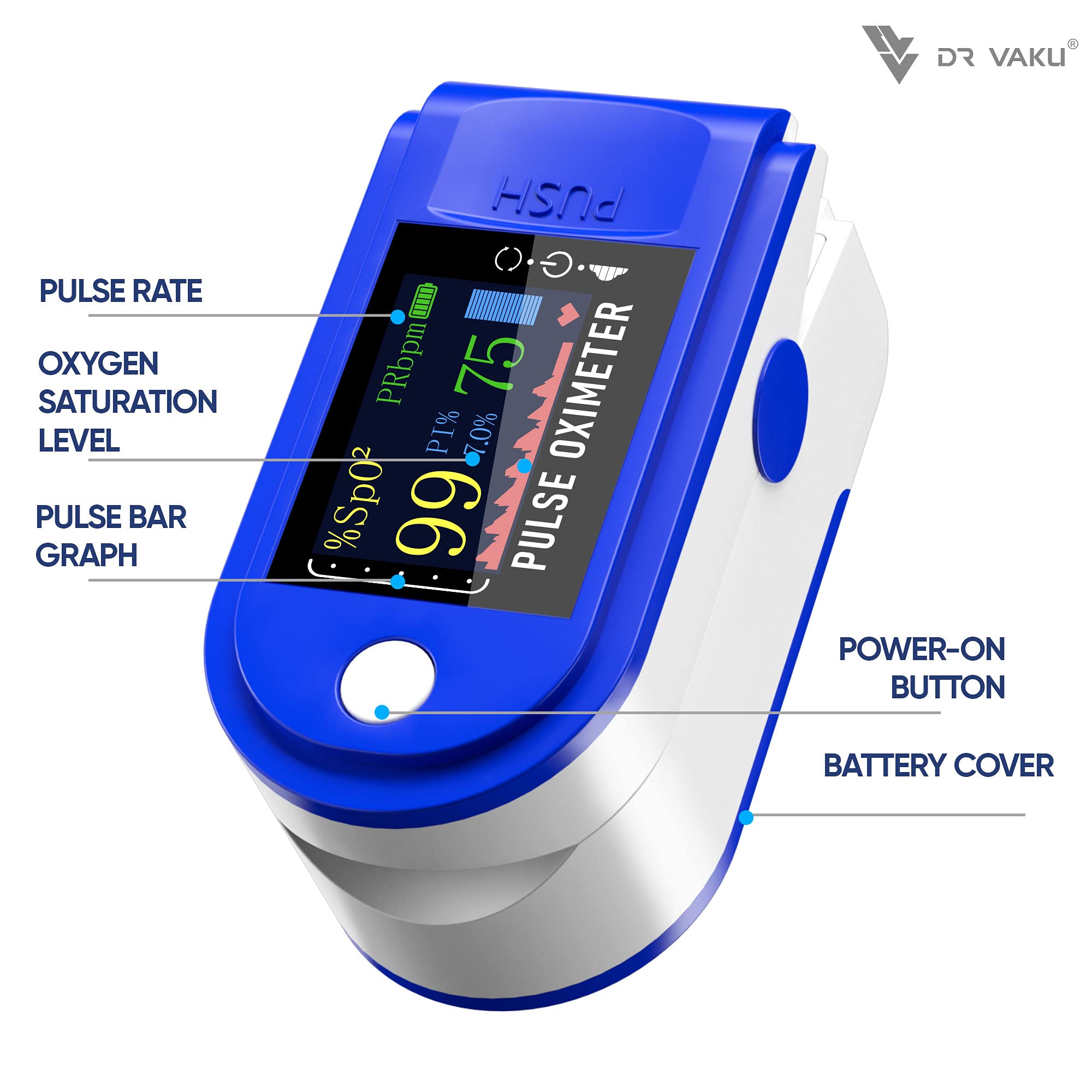 Vaku Luxos (Pack of 5) Combo Pulse Fingertip Oximeter for Doctors/Personal Use Highest Accuracy Blood Oxygen Level SpO2 Monitor with Four Color TFT Digital Display (Pack of 5 Oximeter) 2