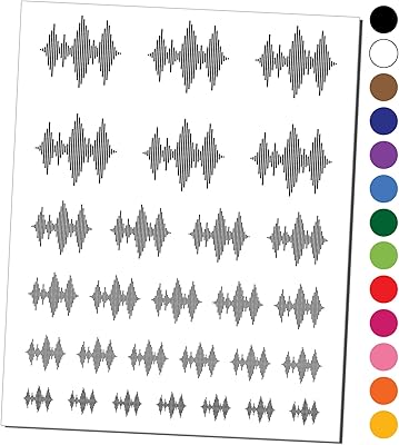Sound Waves Music Temporary Tattoo Water Resistant Fake Body Art Set Collection - Light Pink (One Sheet)