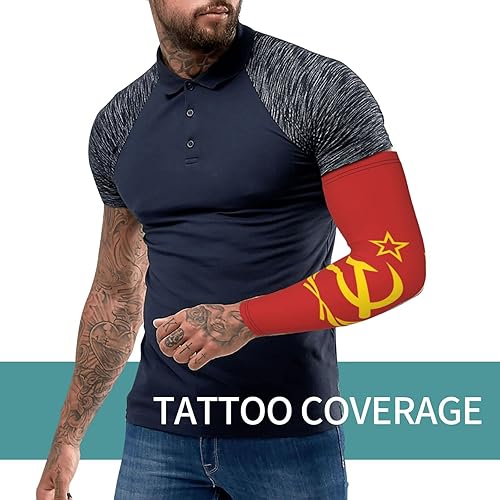 Miniatura 7 de SEAEAGLE Unión Soviética Cccp Ussr Emblema Rojo Protección Solar Brazo Manga Larga Protección Deportes al aire libre Jardín Patio Unisex, Blanco