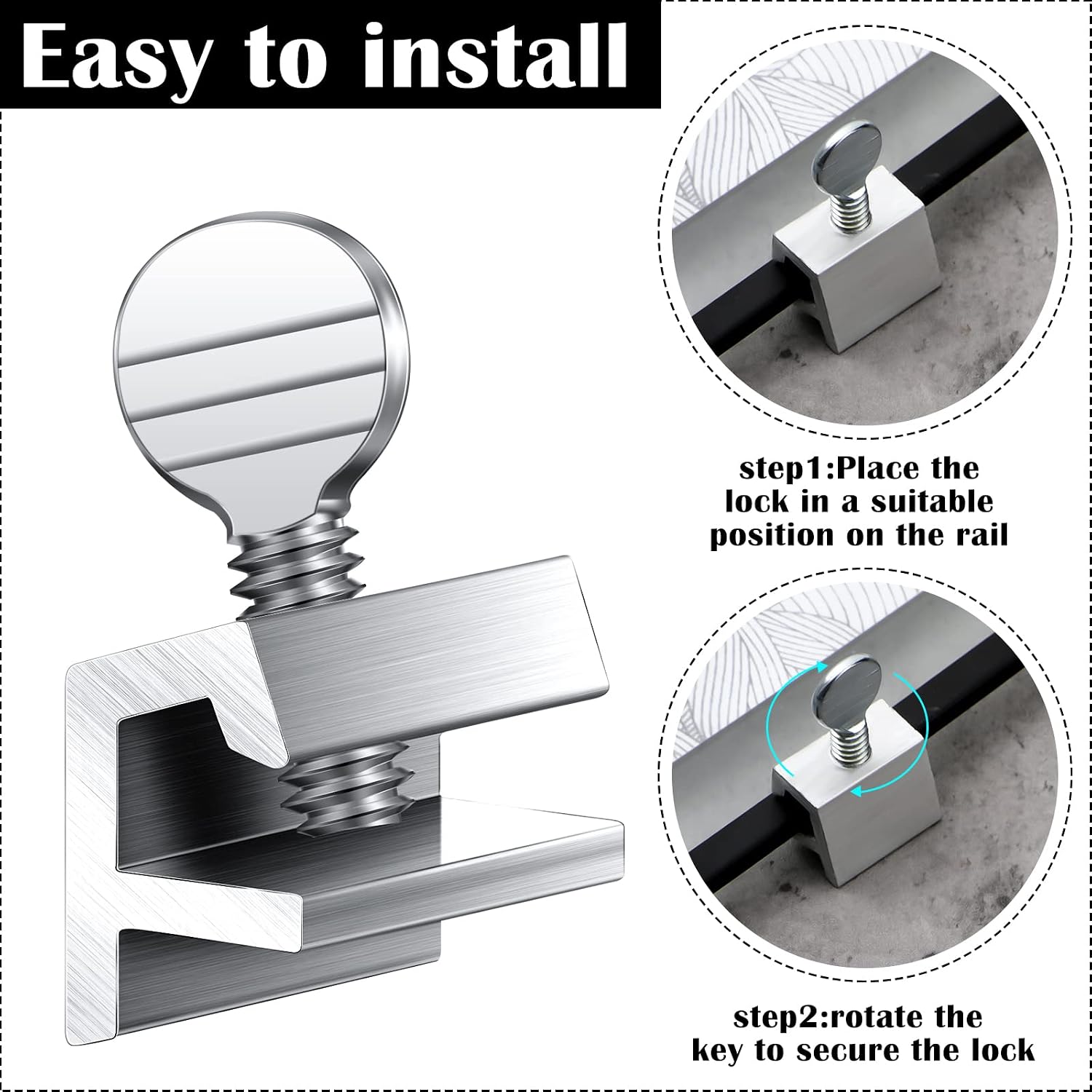 Boao 25 Sets Sliding Window Locks Security Safety Locks with Key | Aluminum Metal Adjustable up and Down Window Sliding Stopper Proof Easy to Install Without Drilling for Home Door Patio Guard