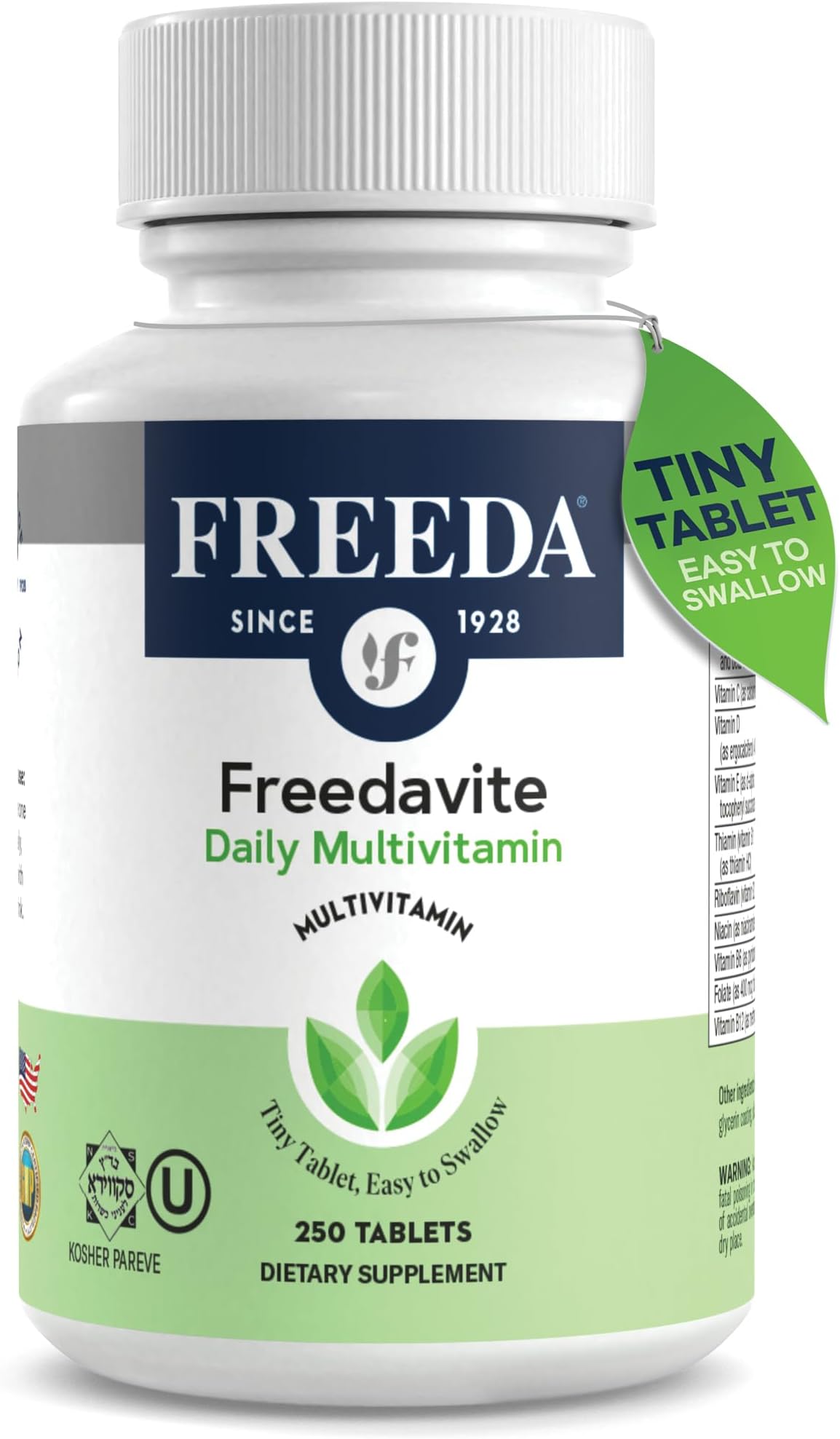 - Freedavite Tiny Tablet - Moderate Multivitamin for Men and Women - Pure Vitamin A, C, D, E, B1, B2, B6, B12, Biotin, Calcium, Zinc, Iron, Magnesium, Manganese, Copper, Selenium, Iodine - 250 Count