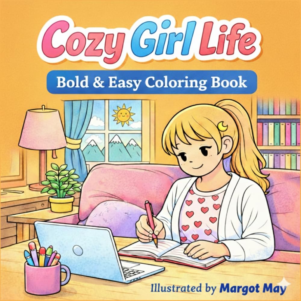 Cozy Girl Life: Cozy Spaces and Simple Joys: A Bold & Easy Aesthetic Coloring Book for Anxiety Relief, Mindful Relaxation, and Hygge Living (Simple Joys Coloring Collection)