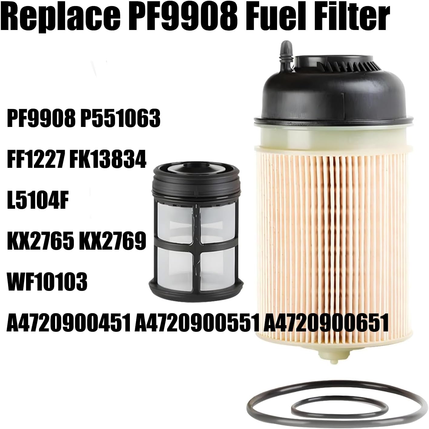 FS19915 PF9908 P551005 Oil Fuel Water Separator Filters Kit Compatible with Most Freightliner Cascadia ISX DD13 DD15 DD16 Detroit Diesel Engine Oil Filter FWS Fuel Water Separate Fuel Filtration Kit