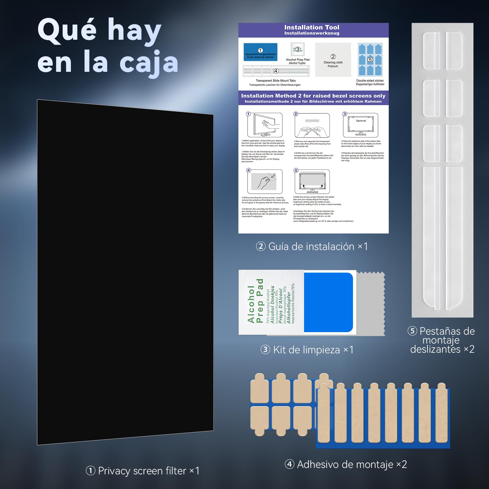 Filtro Pantalla Privacidad para Ordenador 23.8 Pulgadas Relación de Aspecto 16:9，Protector de Monitor Antirreflejos de Luz Azul, Film de Privacy Antiespias Compatible con Lenovo/HP/Dell/Acer/Samsung