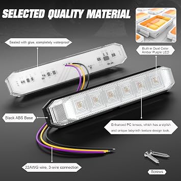 6-Pack Dual Color Side Marker Lights 4.7 Inch LED Clearance Lights