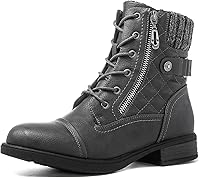 Vista 2 de GLOBALWIN Botines al tobillo para mujer Botas de moda estilo combate Botas de otoño para mujer Cómodas con tacón bajo