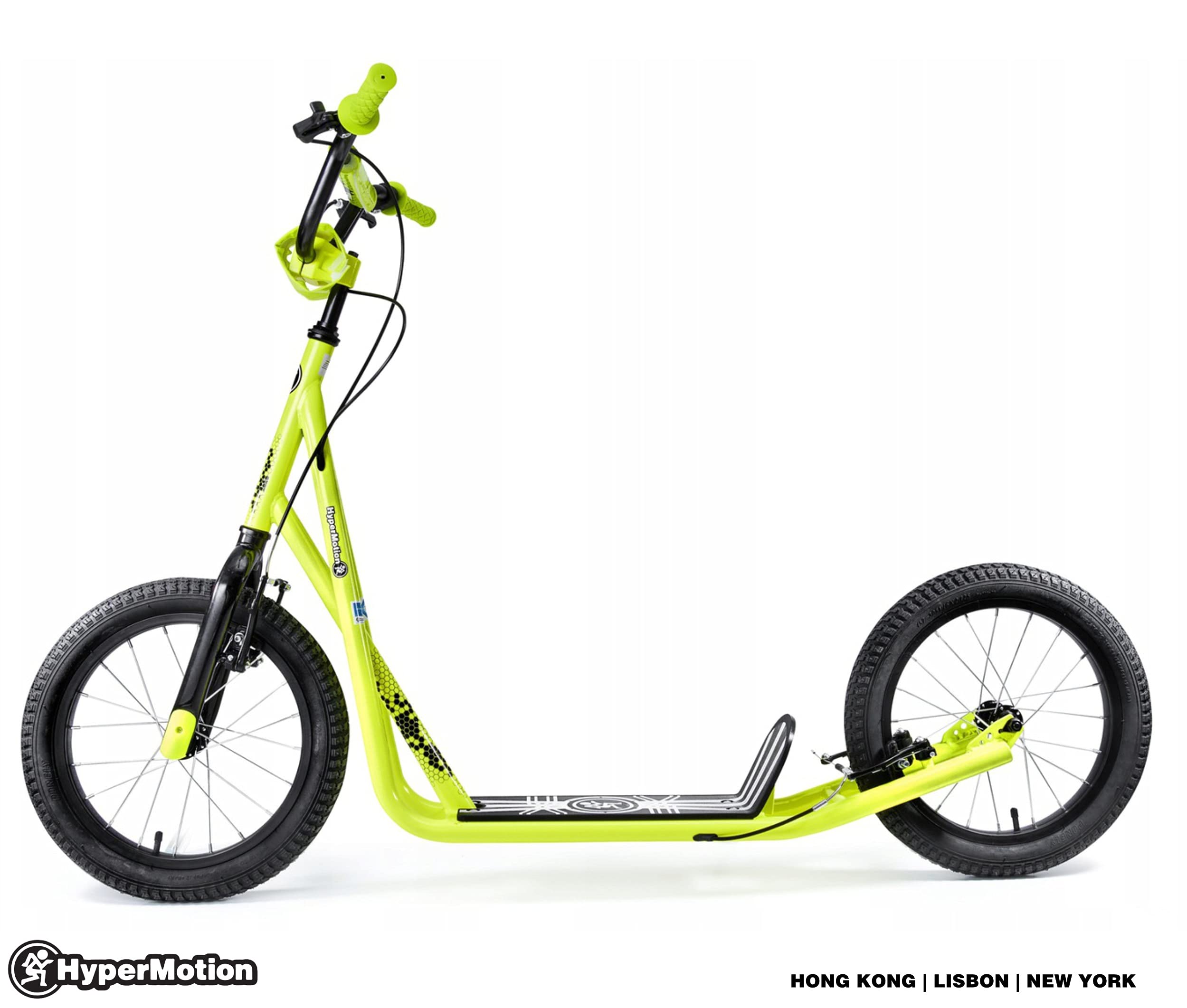 HyperMotion Hulajnoga dla Dzieci, Dorosłych i Młodzieży, Hulajnoga Miejska z Dużymi, Pompowanymi Kołami 2 נ16" (40 cm), Hamulce v-brake, Stalowa Rama, Regulowana Kierownica