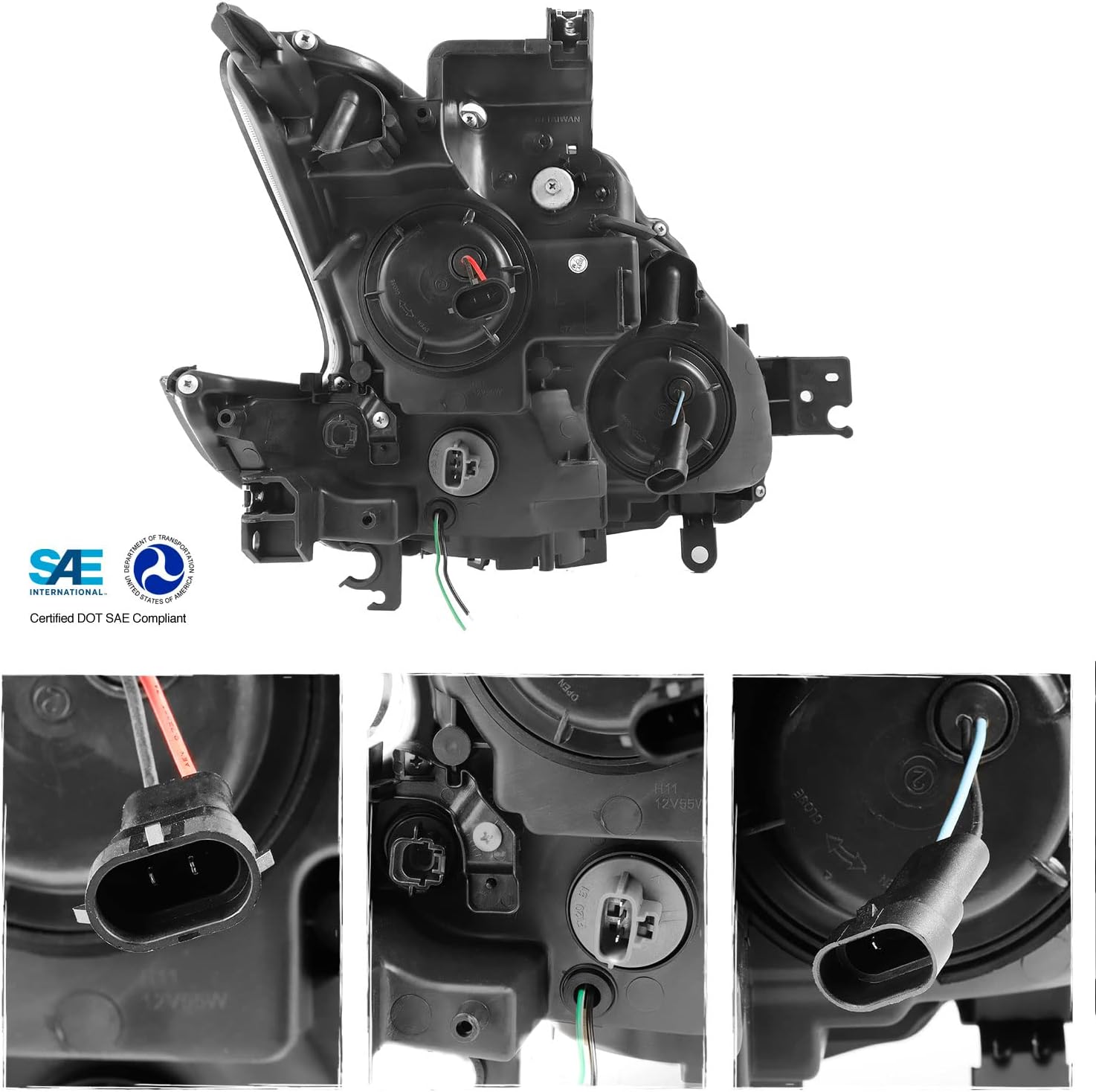 AKKON - Fits 2009-2014 Nissan Maxima LED DRL Light Tube Projector Headlights Headlamps - Black Smoke Housing