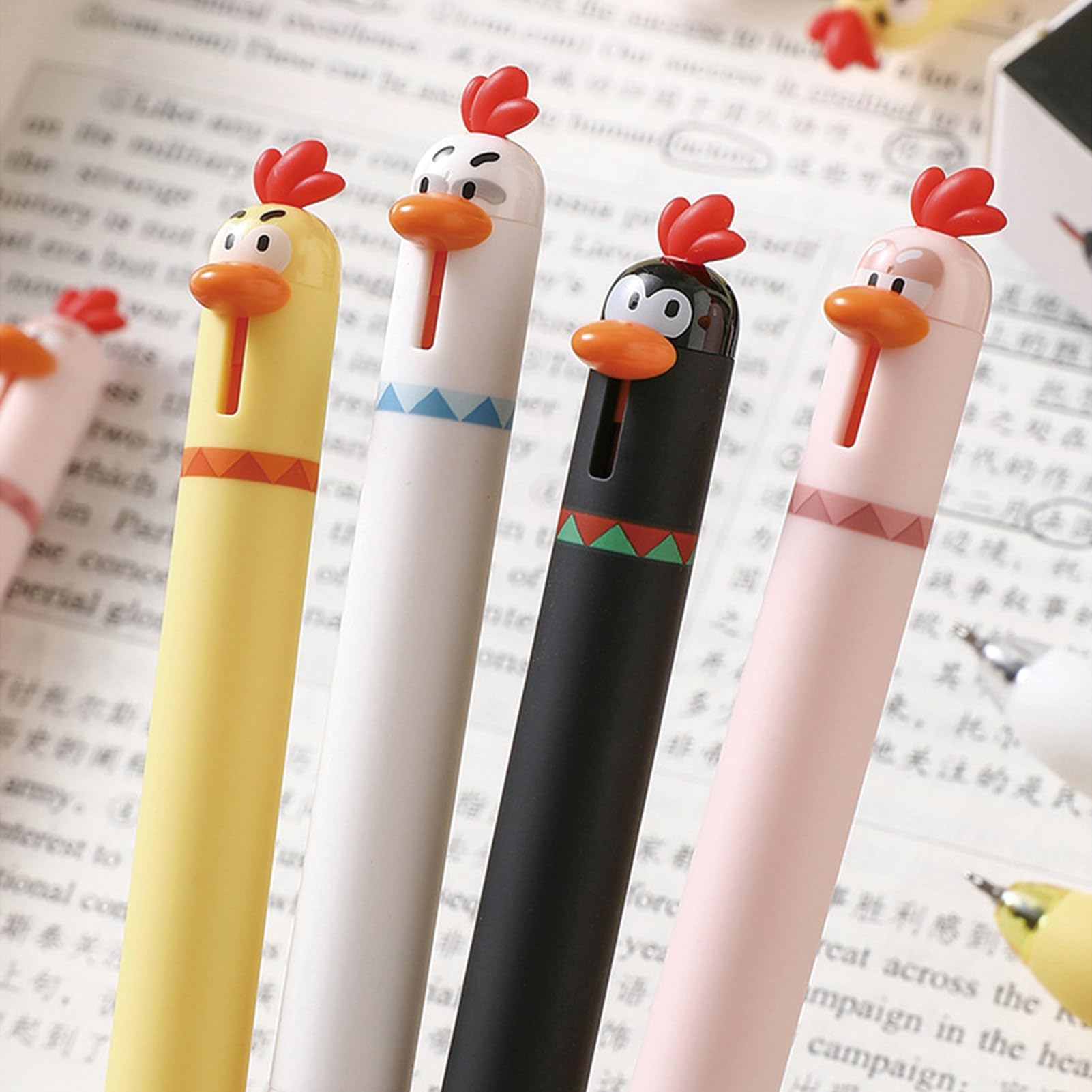 8 szt. Śliczne pisklęta długopisy kreskówka kurczak chowane długopisy zabawny długopis 0,5 mm czarny atrament długopis kawaii dla dziewcząt chłopców kobiet mężczyzn biurowe przybory szkolne