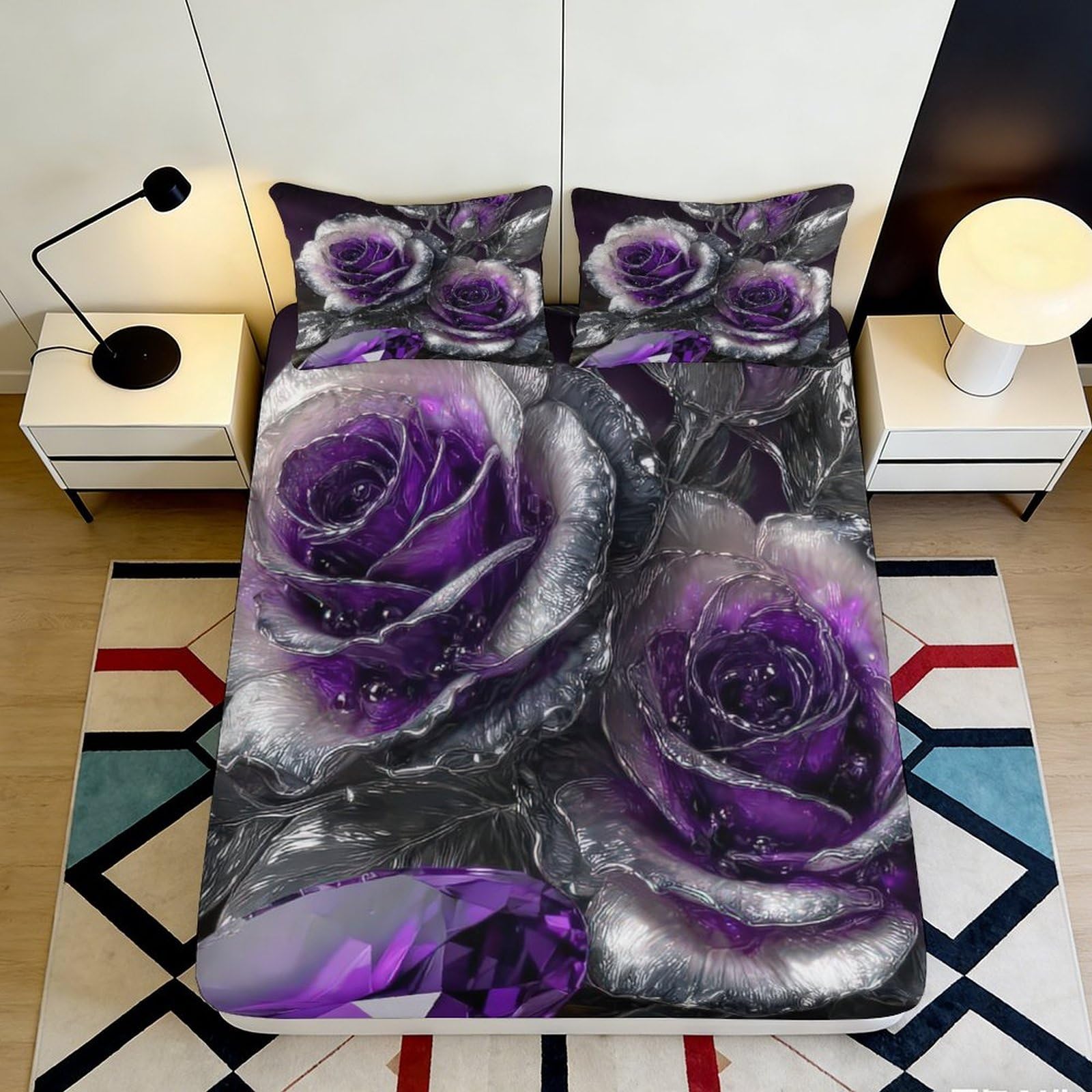 3D Printed Butterfly Forest Fitted Sheet Microfiber Deep Pocket Non-Slip Bedroom Bedding Butterfly Forest Mattress Fitted Cover Washable 120x200x25cm