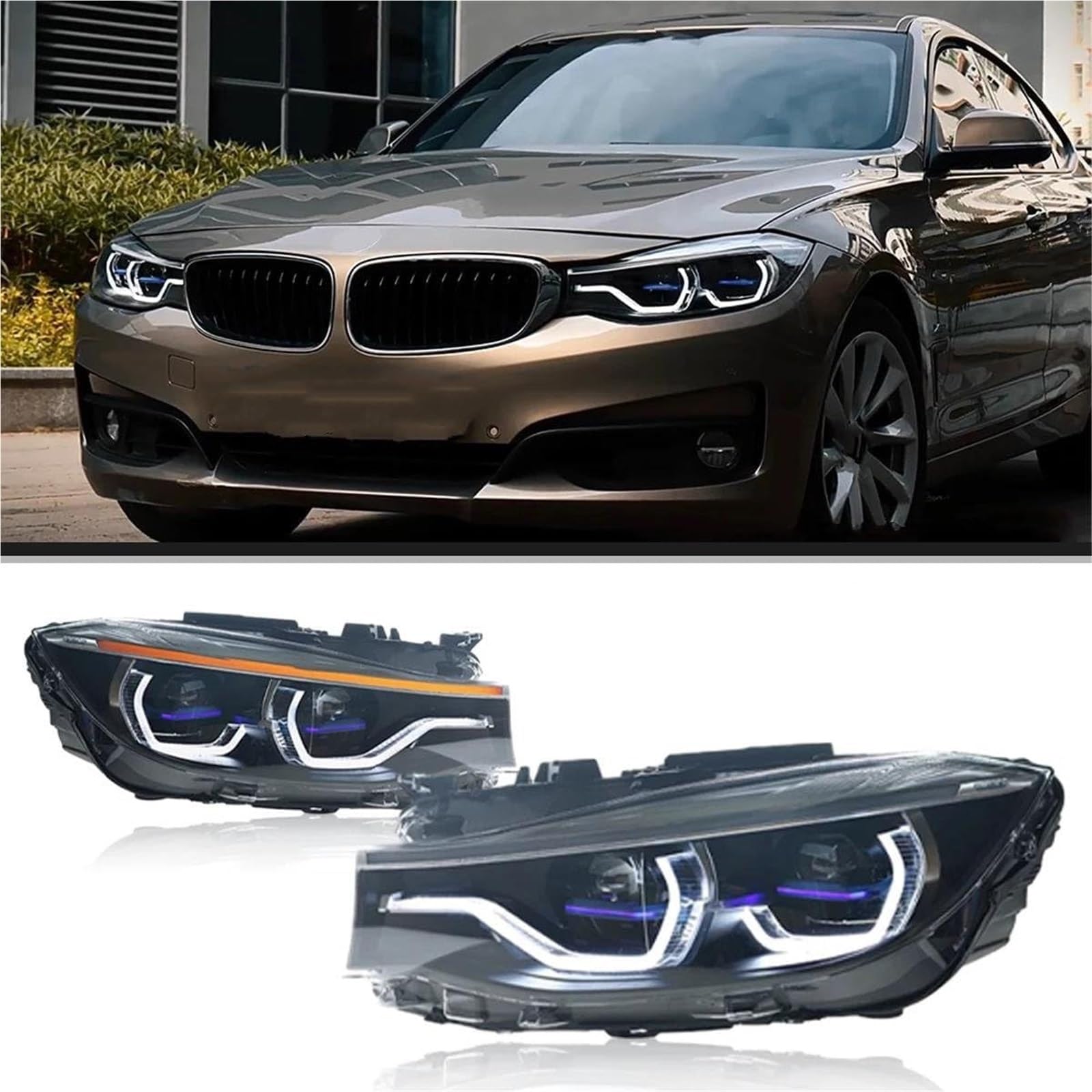 Fari dell'auto Faro anteriore per BMW Serie 3 GT F34 2013-2019, proiettore DRL, fari anteriori, indicatori di direzione