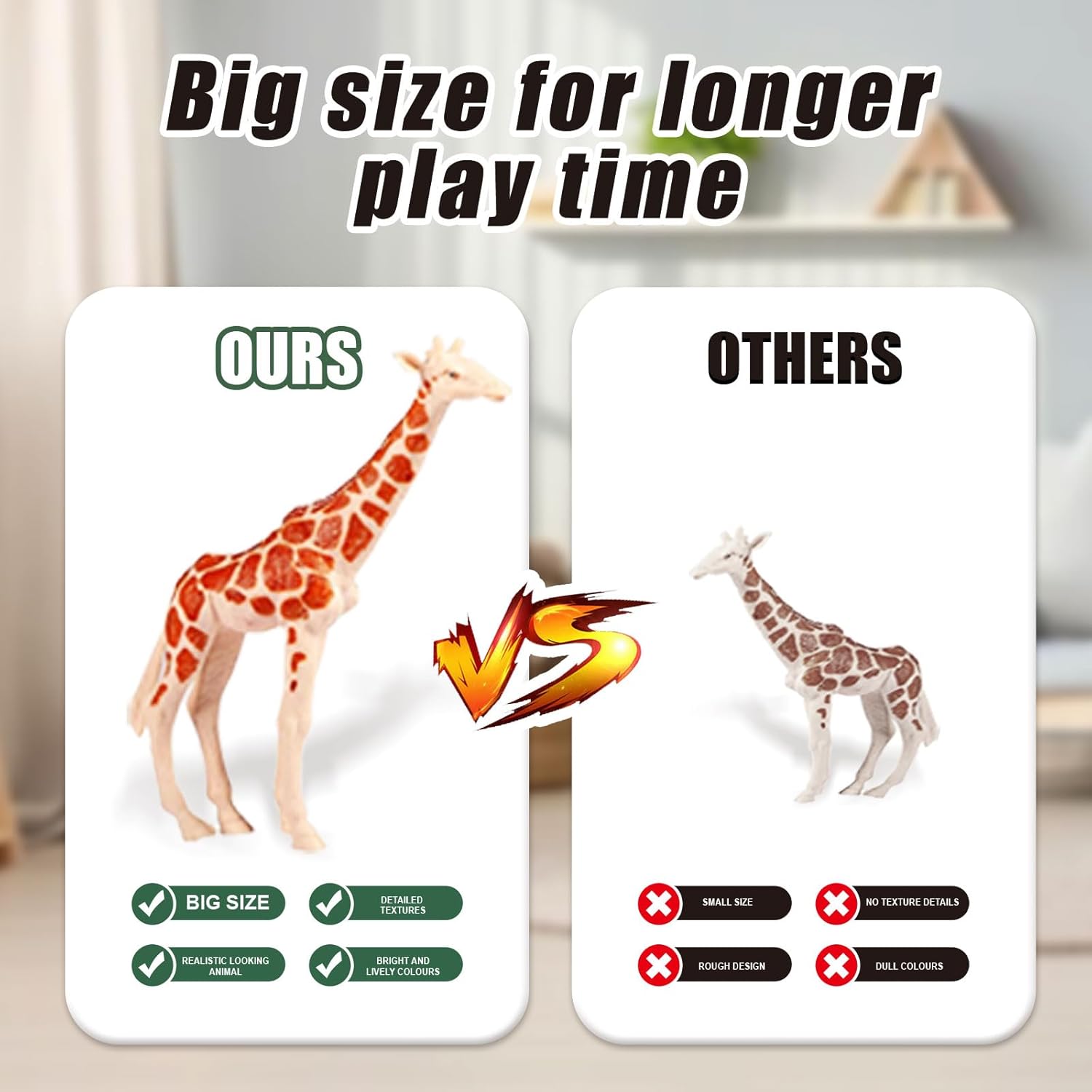 Safari Animals Figures Toys, Realistic Jumbo Wild Zoo Forest Figurines Plastic African Jungle Animals Playset for Kids Toddlers, 16Piece Gift Set