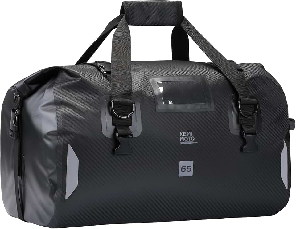 KEMIMOTO Bolsa seca à prova d'água para motocicletas – bolsa de viagem macia, 25L/40L/65L, grande capacidade com 4 alças de liberação rápida, à prova de poeira para turismo, aventura, motociclismo e