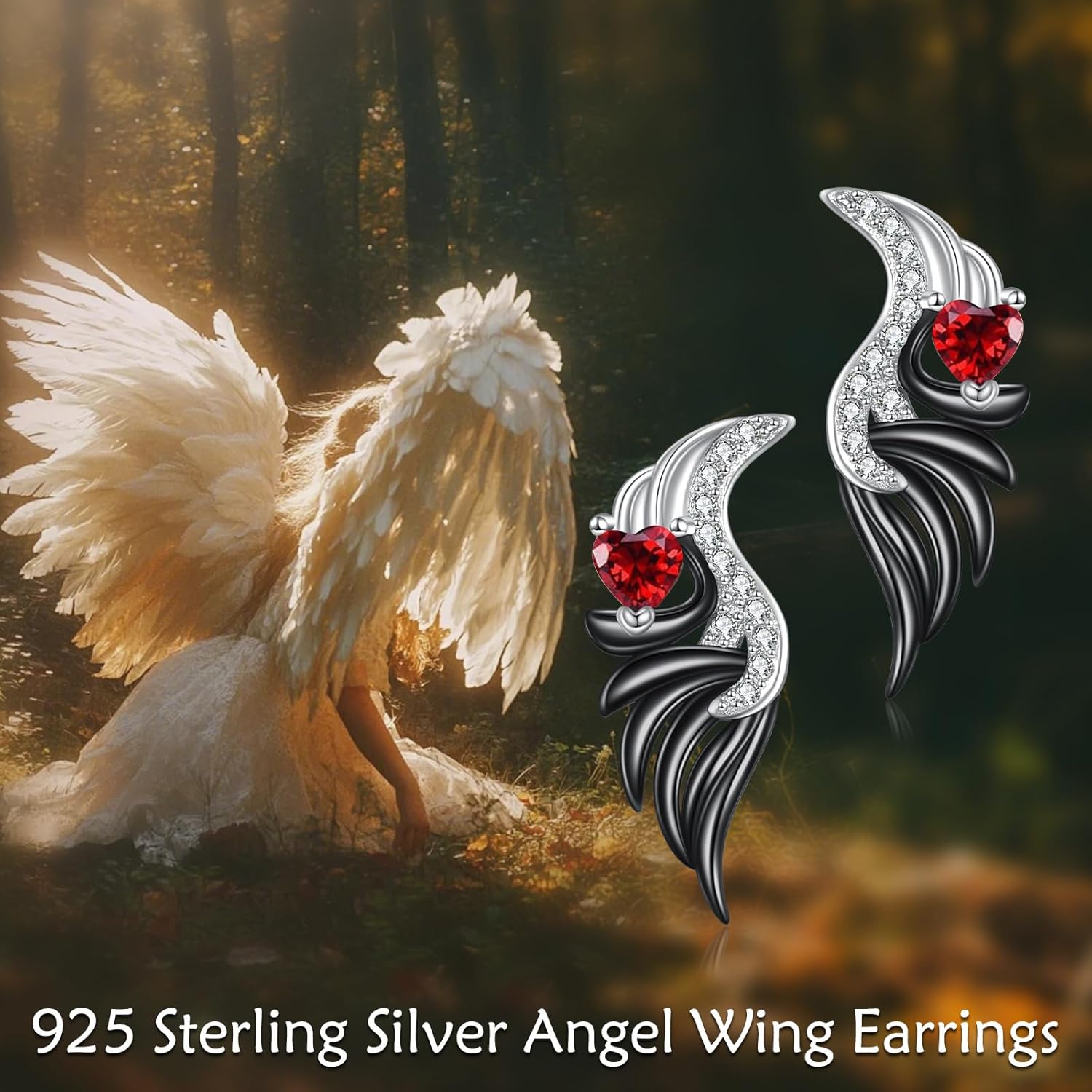 Skeleton Hand Angel Wing Earrings 925 Sterling Silver Skull Angel Wing Earrings Halloween Stud Earrings Gothic Jewelry Gifts for Women Men