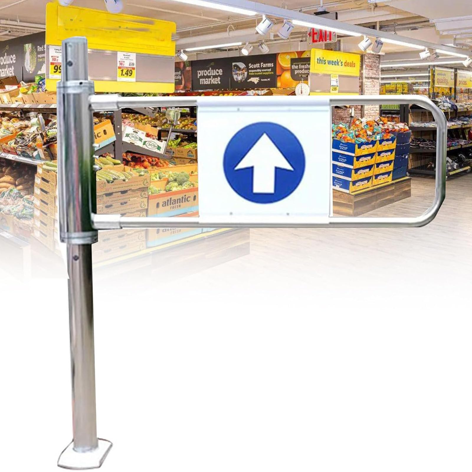 Barrera de seguridad industrial metálica con cierre automático, puerta de entrada universal para bibliotecas y centros comerciales, 80 x 102 cm, control de acceso seguro