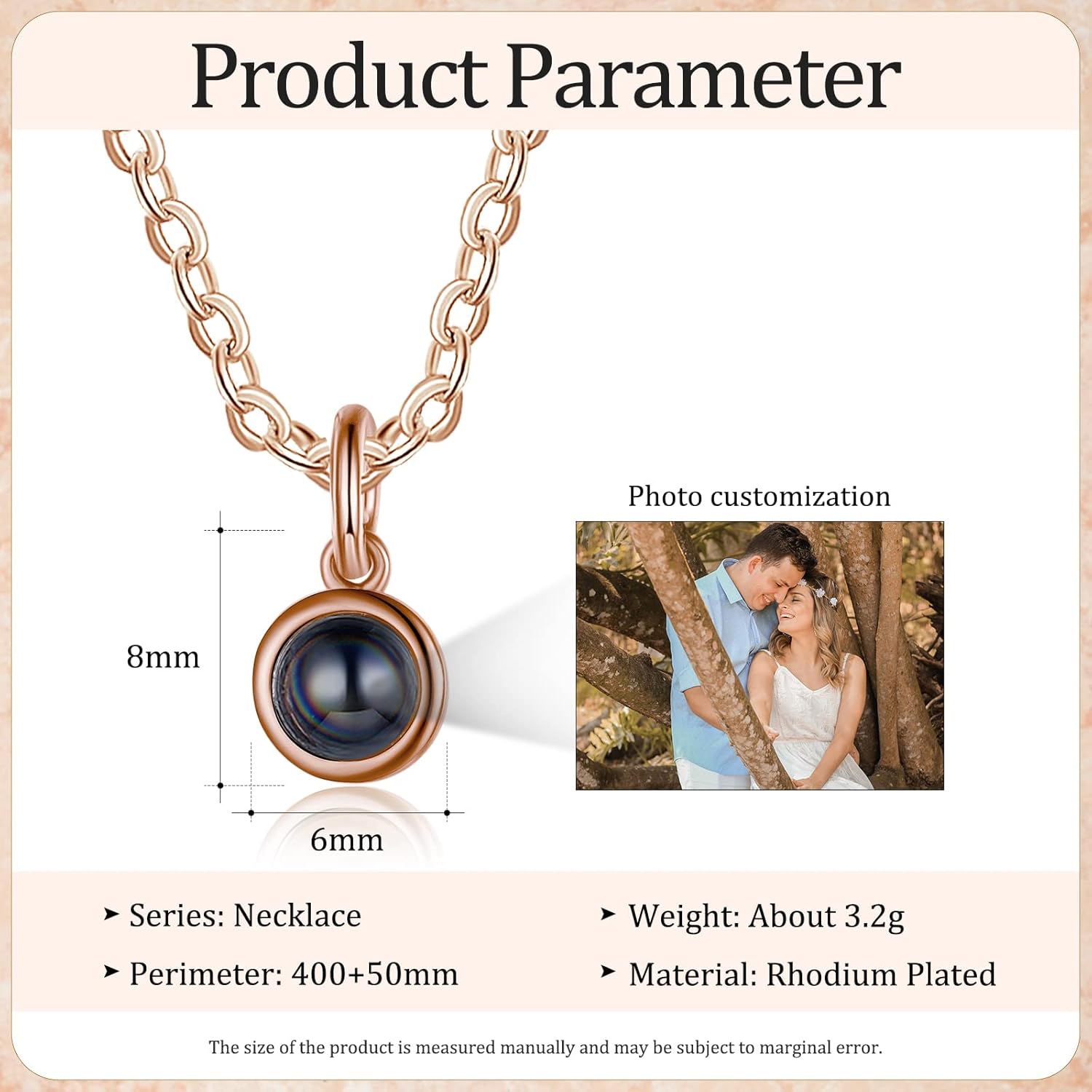 Jewelstruck Necklace with Picture inside Custom Picture Necklace Personalized Photo Projection Customized Picture Memorial Gifts for Women Men Couple BFF